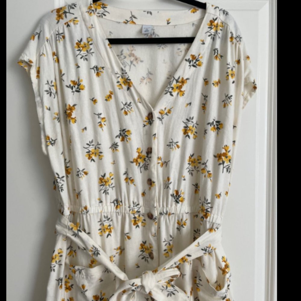 Old Navy Floral Midi Dress - White and Yellow